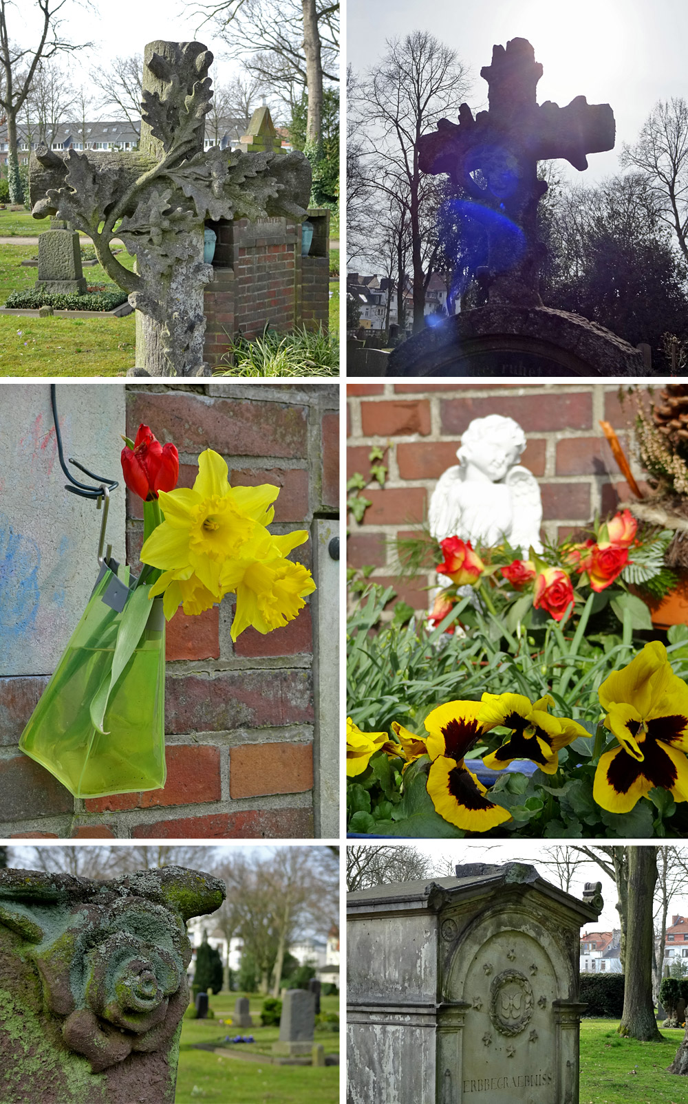 Gräber und Blumen auf dem Friedhof