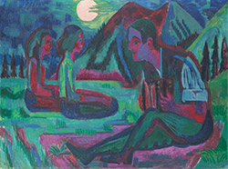 Ernst Ludwig Kirchner (1880–1938), Mondnacht; Handorgler in Mondnacht, 1924, Öl auf Leinwand, 151,0 x 200,0 cm, Städel Museum, Frankfurt am Main